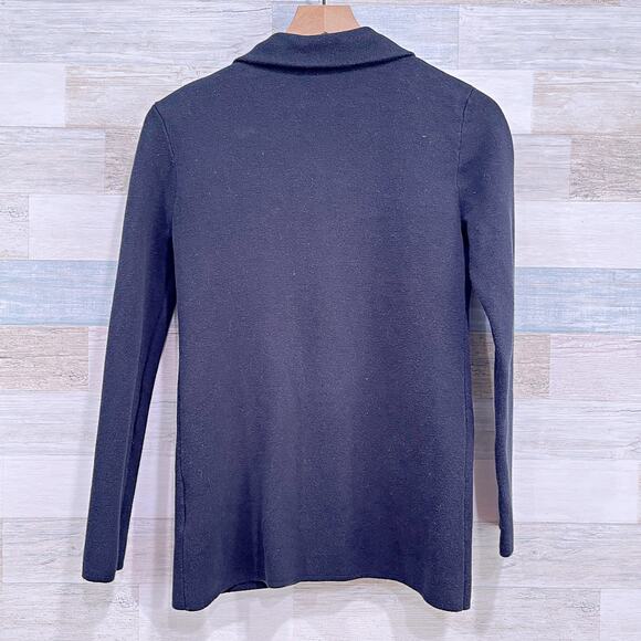 J CREW Sweater Blazer Coat Black Button Up Slim Fit Cotton Stretch Womens XS - Picture 3 of 7